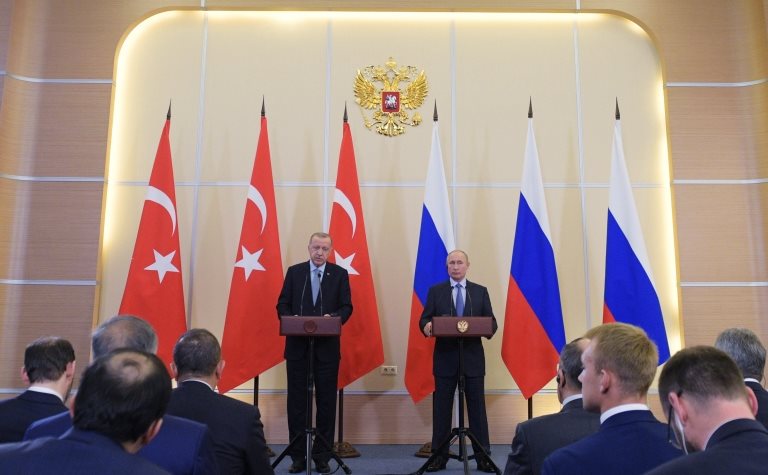 Erdoğan ve Putin'in 22 Ekim'de Rusya'da gerçekleştirdikleri görüşmeden bir kare