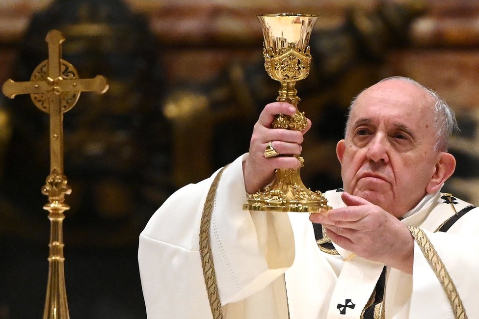 Pope Francis celebrates a Christmas Eve Mass. Photo: 24 December 2020