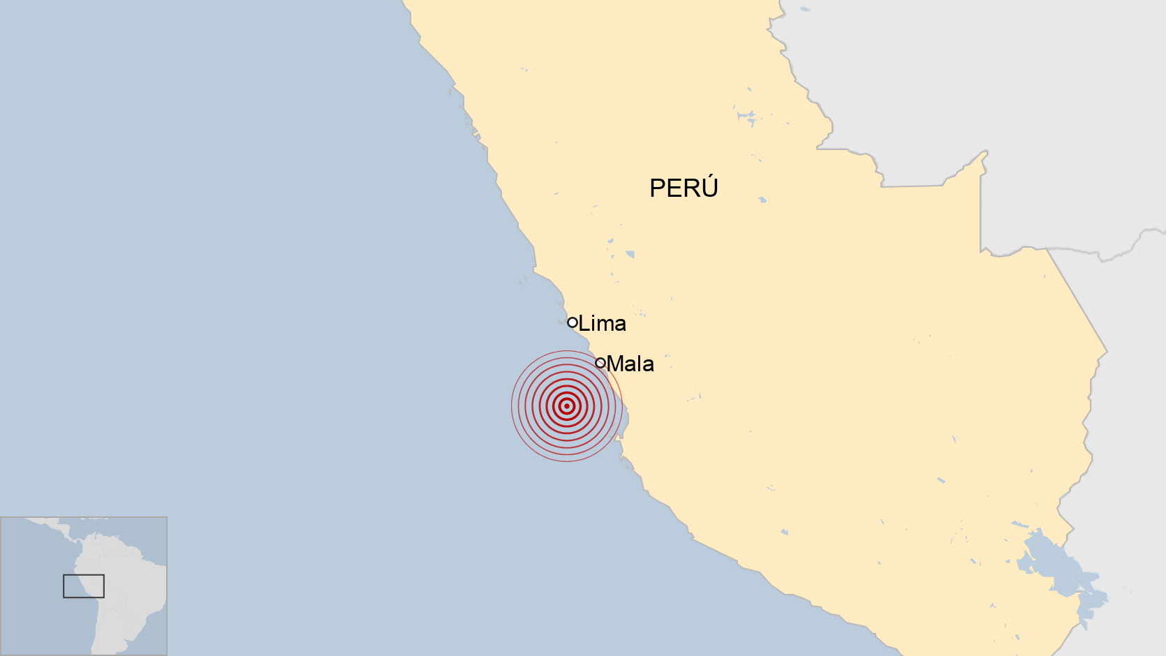 Mapa del sismo en Perú