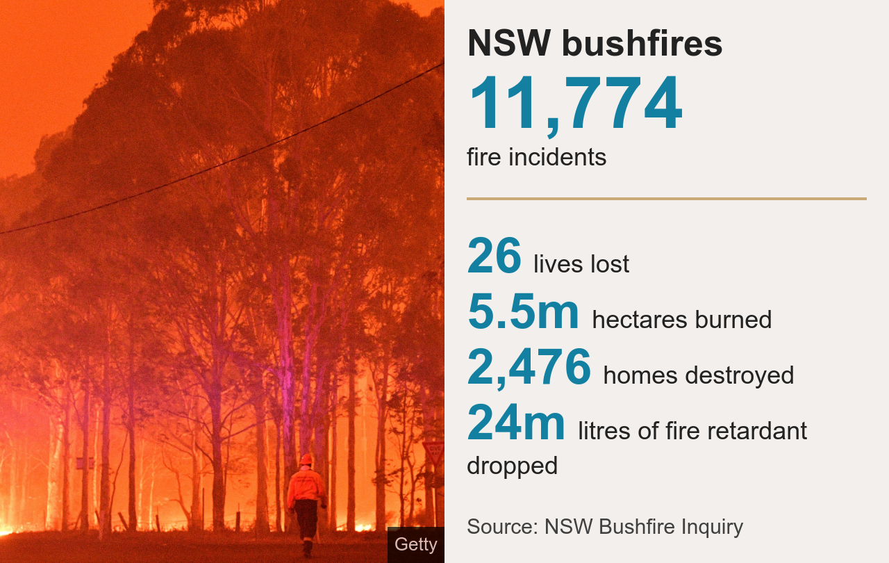 Graphic showing data from the NSW bushfires