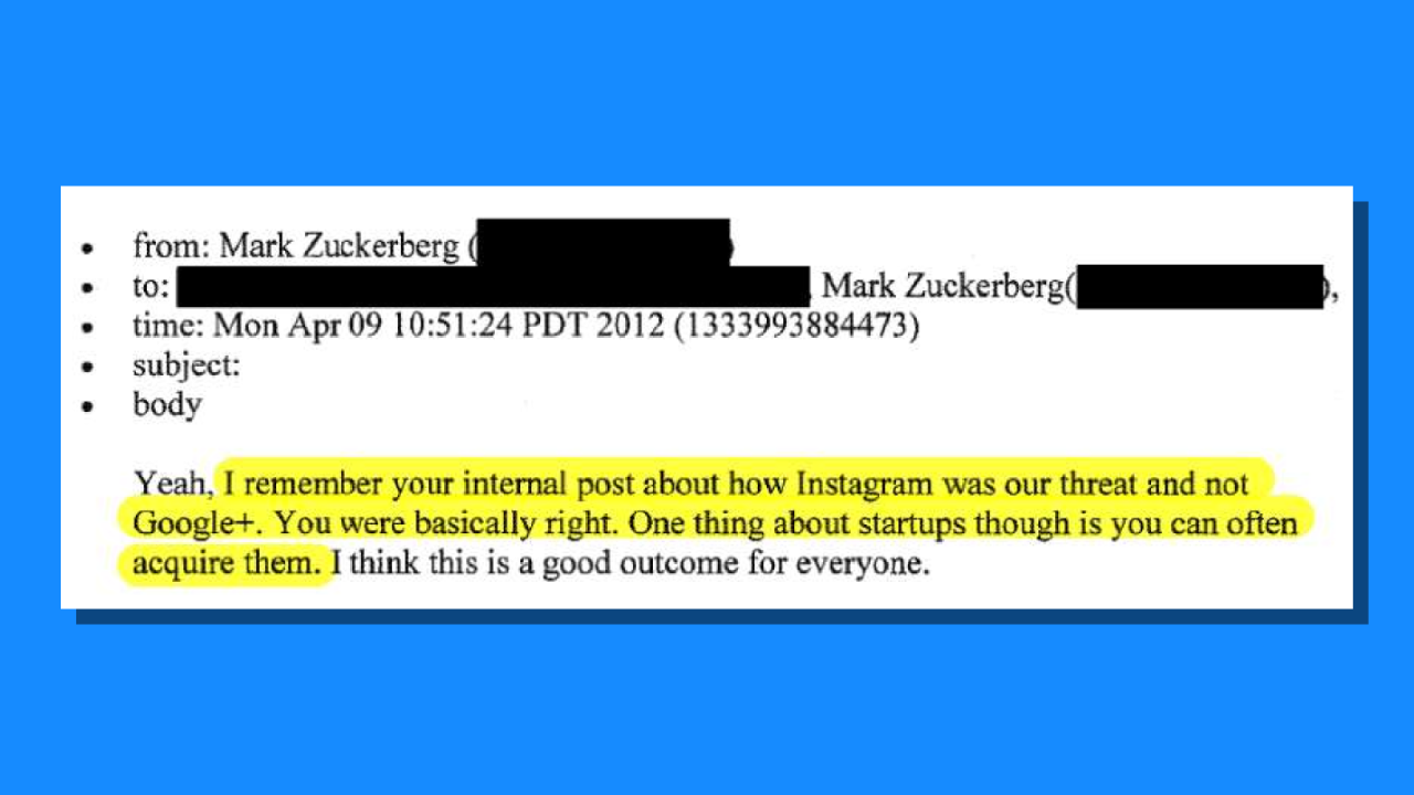 Электронное письмо Марка Цукерберга, в котором он говорит о покупке стартапов