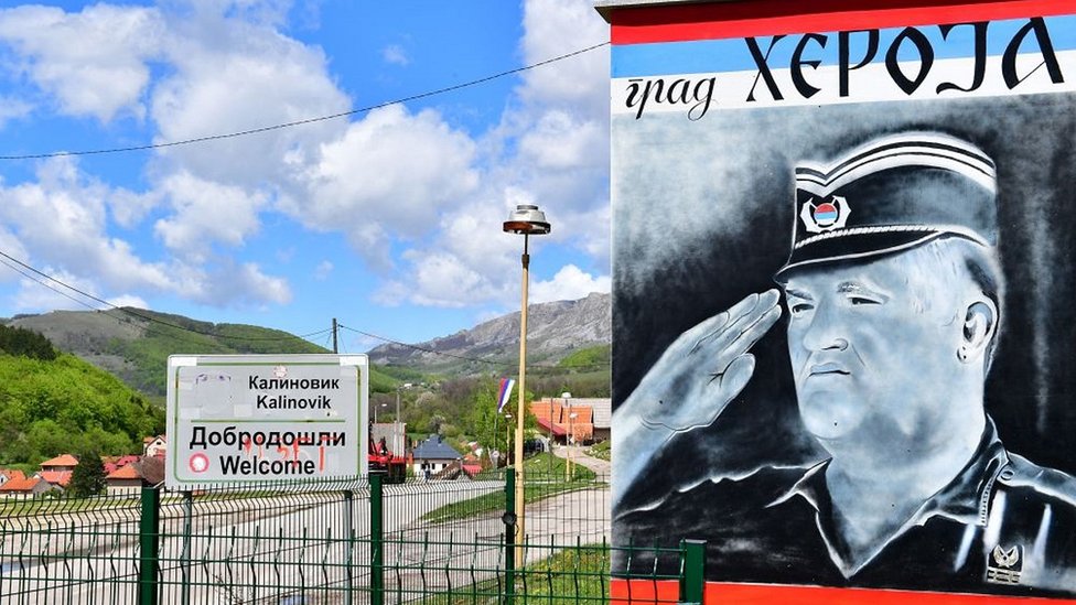 Mladic poster in Kalinovik, Republika Srpska, 22 May 21