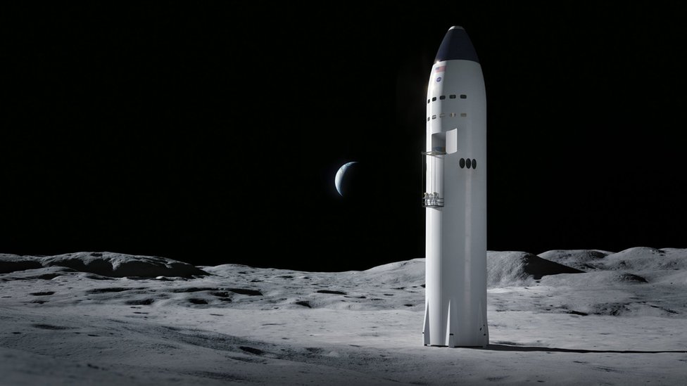 概念圖：Space星艦飛船停在月球表面