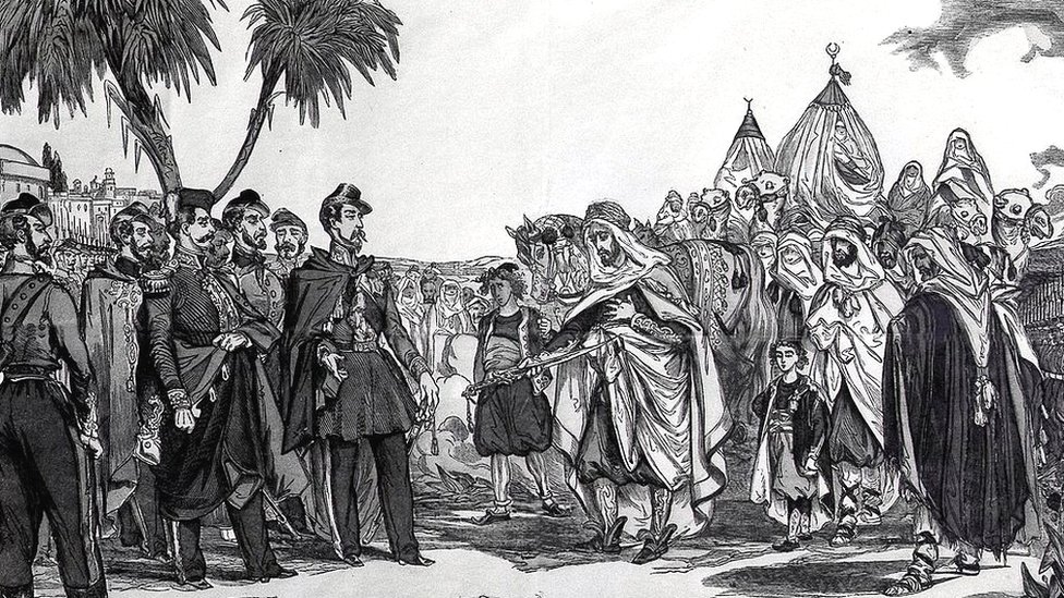 Рисунок, изображающий капитуляцию Эмира Абделькадера в 1847 году