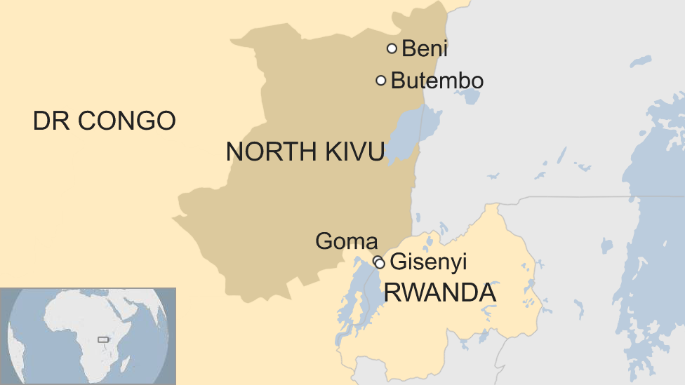 Карта приграничной зоны между Демократической Республикой Конго и Руандой