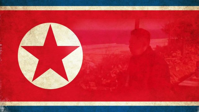 Kim Jong-un and North Korean flag