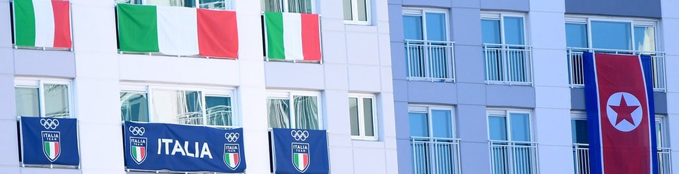 zastave Italije i Severne Koreje