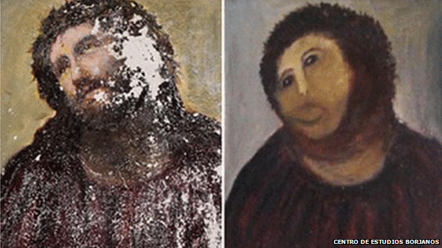 Restoration amateur ruins fresco - BBC News