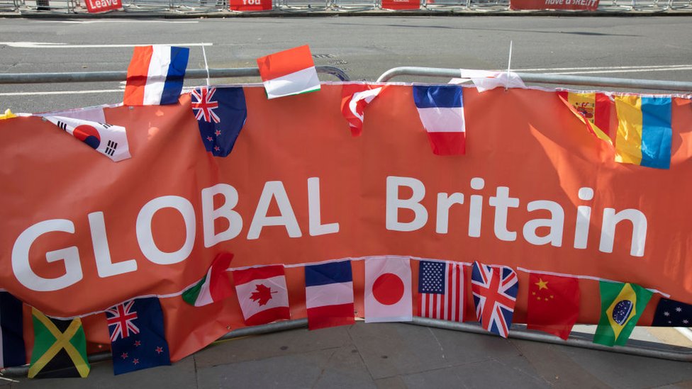 Pancarta de Global Britain.