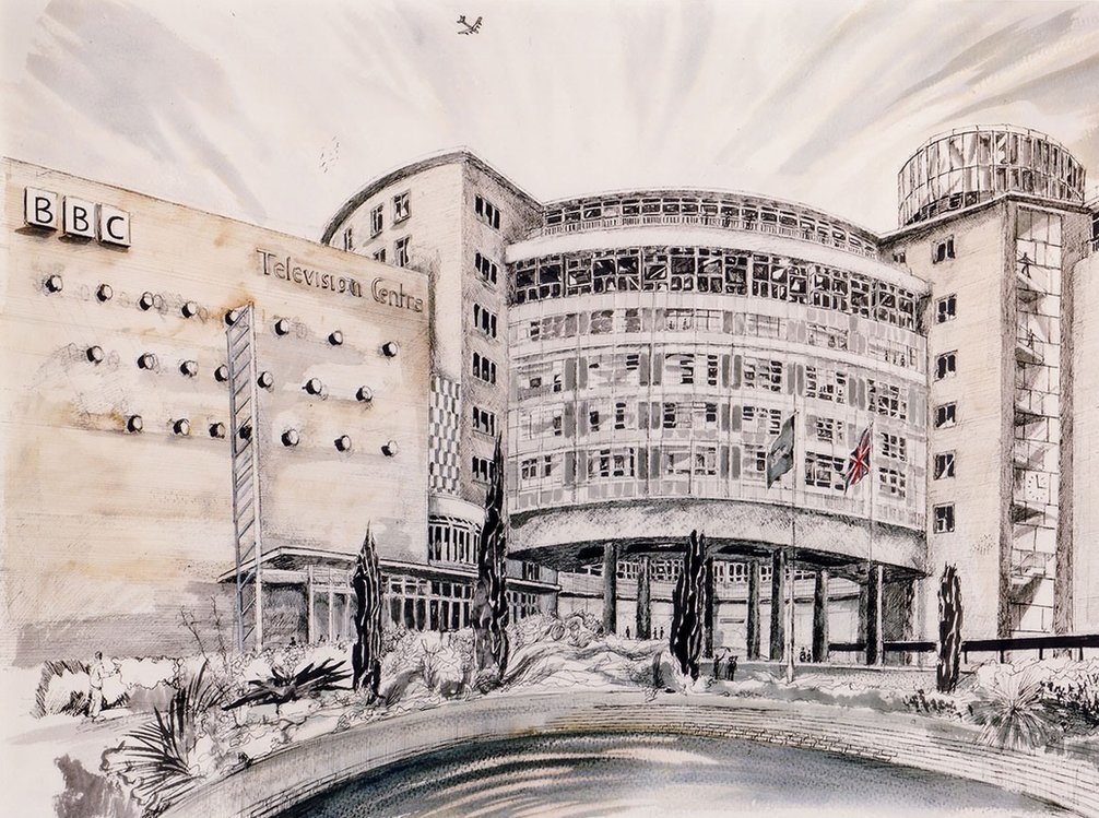 Um desenho do BBC Television Center