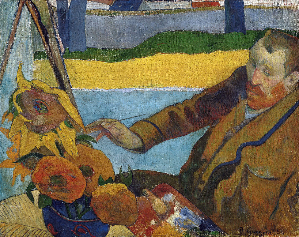 el retrato en el que Gauguin pintó a Van Gogh pintando girasoles.