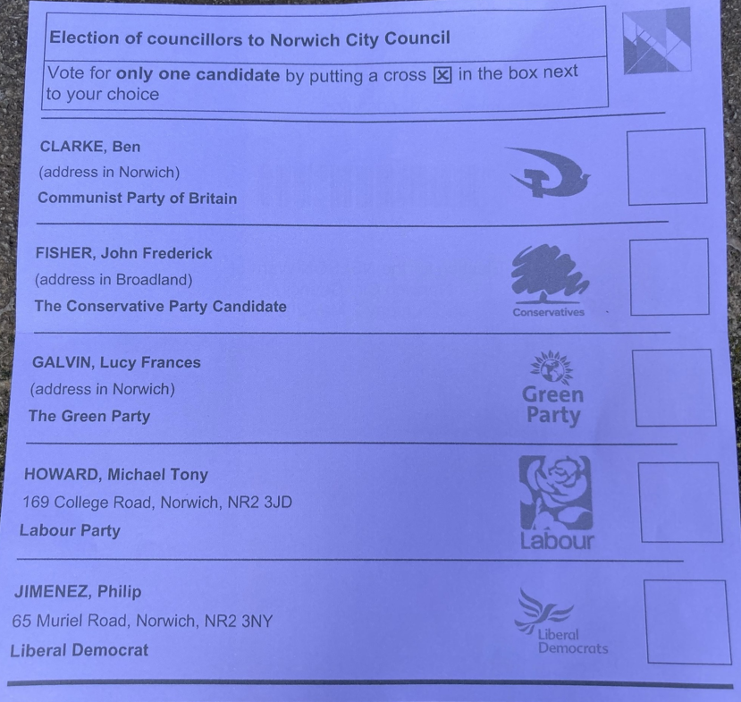 Can't read' purple ballot, says Norwich disability charity - BBC News