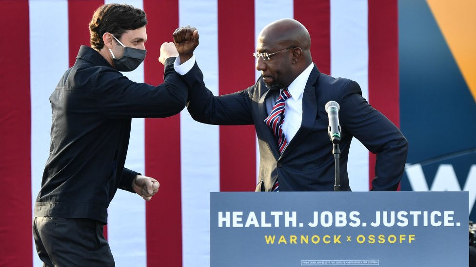 Jon Ossoff and Raphael Warnock are the Democratic challengers