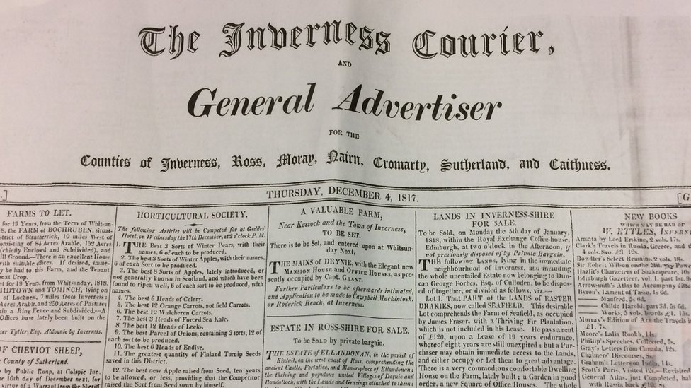 Копия Inverness Courier от декабря 1817 г.