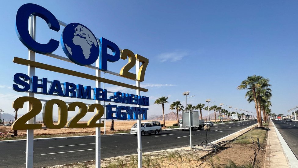 Símbolo da COP27 em Sharm el-Sheikh.