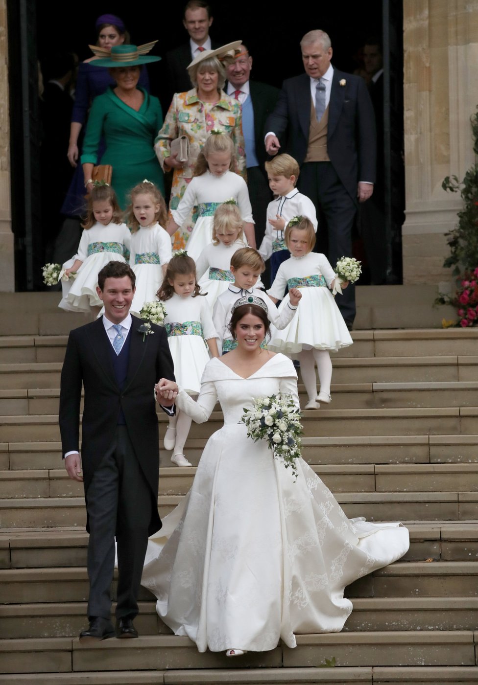 Jack Brooksbank and Princess Eugenie leave St George's Chapel