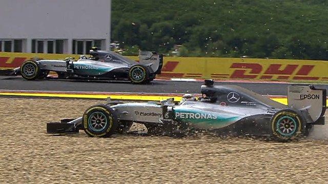 Lewis Hamilton goes off on the first lap of the Hungarian Grand Prix