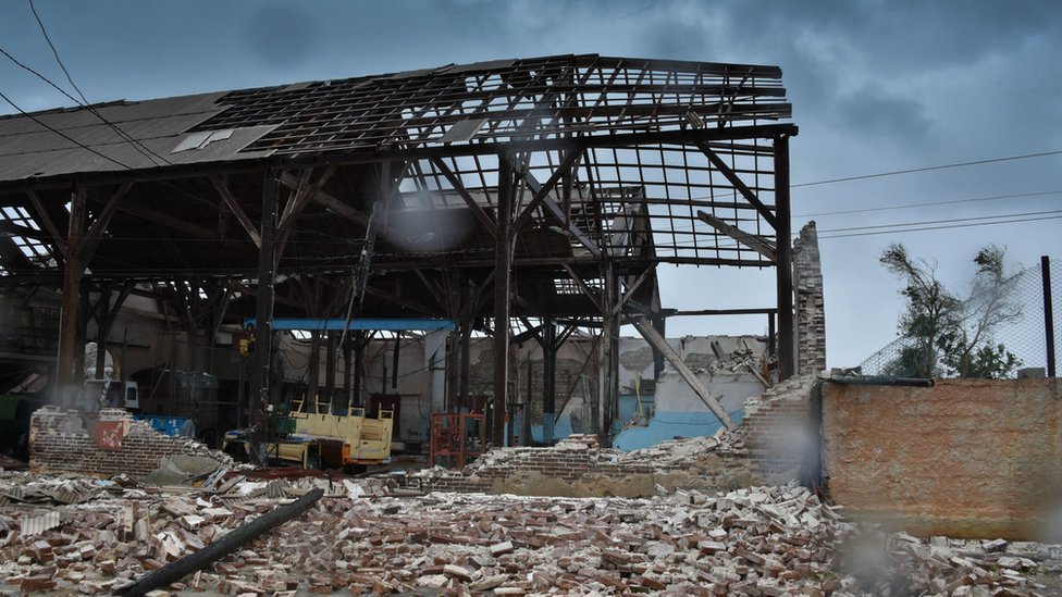 Algunas edificaciones de Caibarién quedaron totalmente destruidas. Edificación destruida en Caibarién.