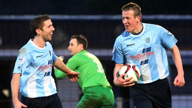 Allan Jenkins scored a hat-trick against Warrenpoint Town in the Irish Premiership