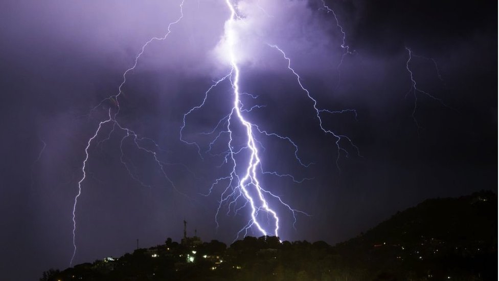 Lightning over Haiti in 2019