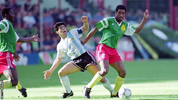 Diego Maradona against Cameroon