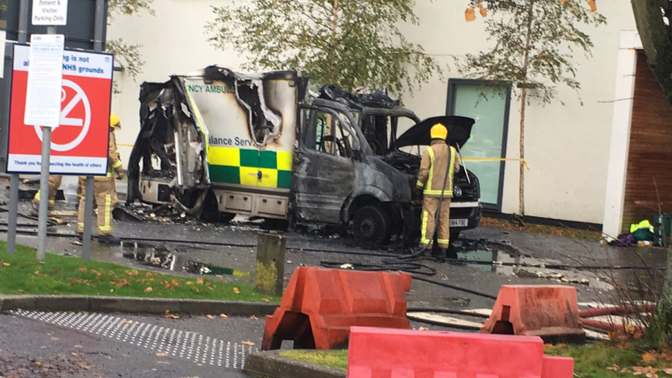 Ambulance explodes outside Glasgow hospital - BBC News