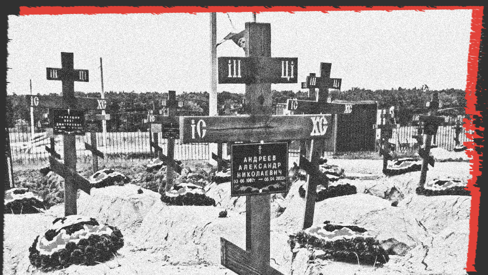 俄羅斯南部巴金斯卡亞公墓的軍人墳墓。