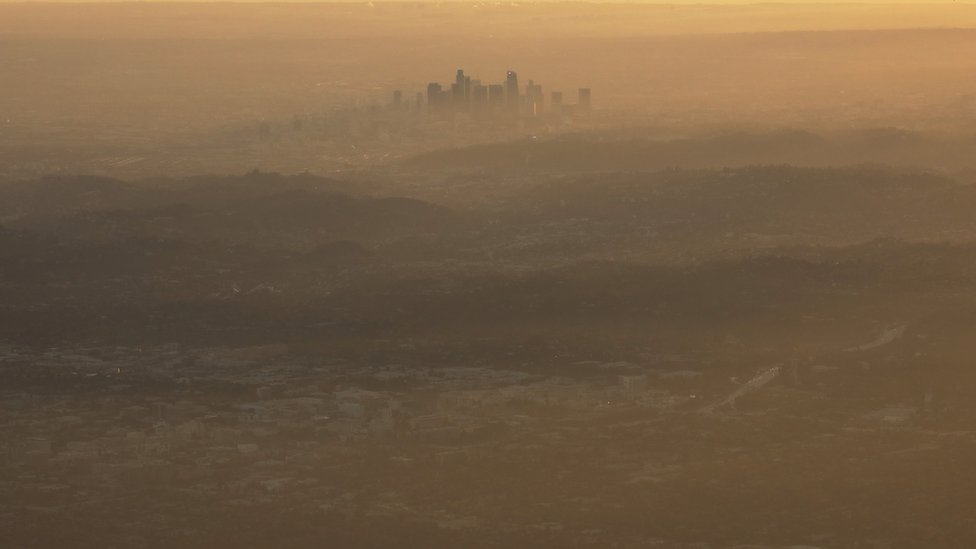 A view of smog over Santiago, Chile on 9 July 2018