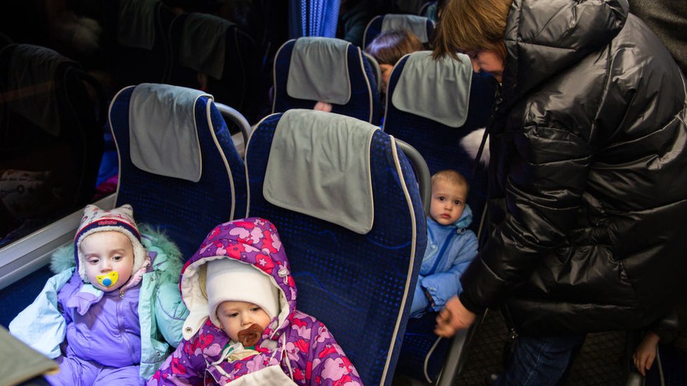 Evacuation of children from the Lugansk Republican Children`s Home to Russia`s Rostov-on-Don Region. Amid the escalating conflict in east Ukraine, on February 18