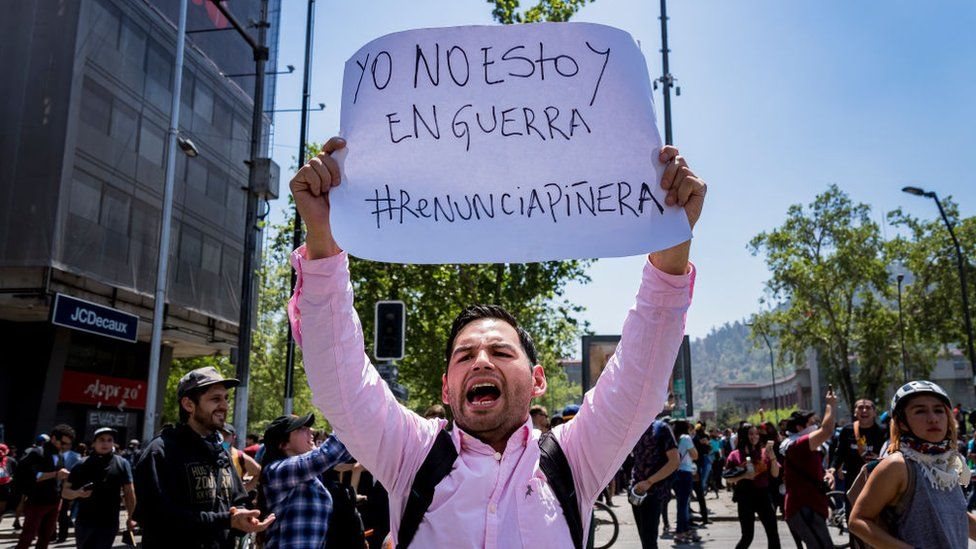 Manifestantes en Chile