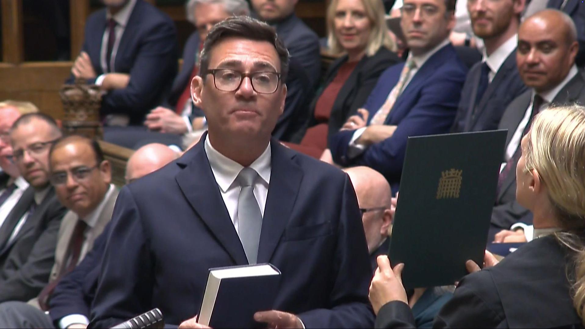 Andy Burnham sworn in as new Makerfield MP - BBC News