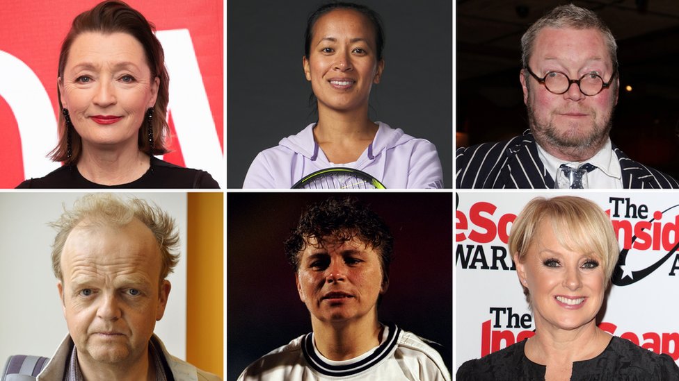 (Clockwise from the top left): Lesley Manville, Anne Keothavong, Ferguson Henderson, Gillian Coultard, Sally Dynevor, Toby Jones