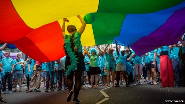 People take part in the annual Pride in London parade