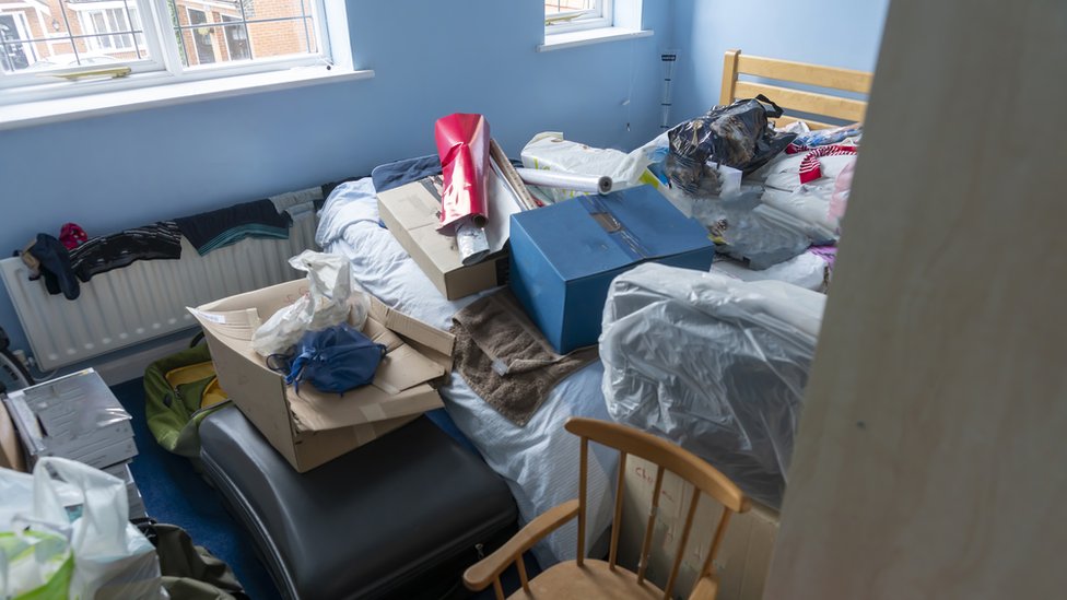 Room of a compulsive hoarder