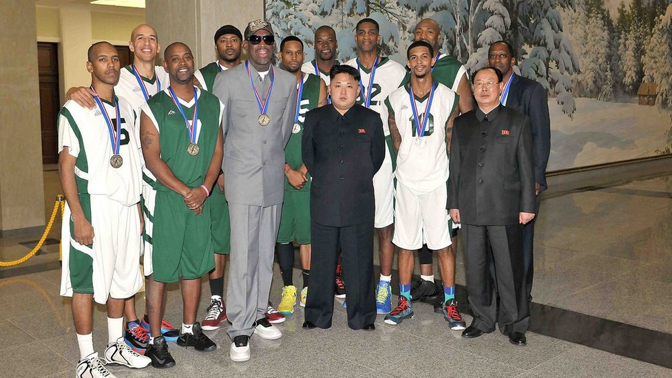 Rodman and other NBA players with Kim Jong-un