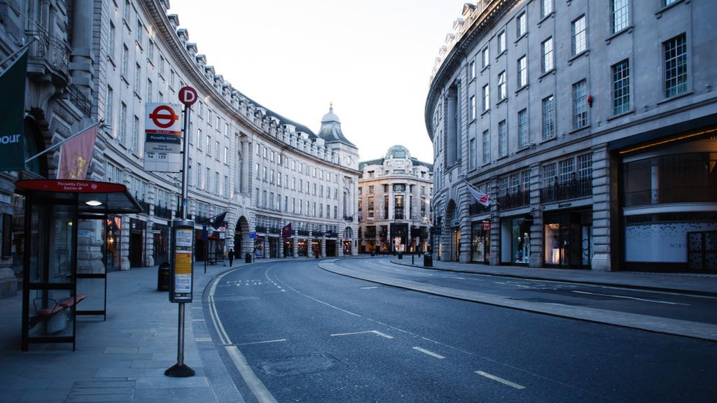 Near deserted Regent Street, London. April 4, 2020