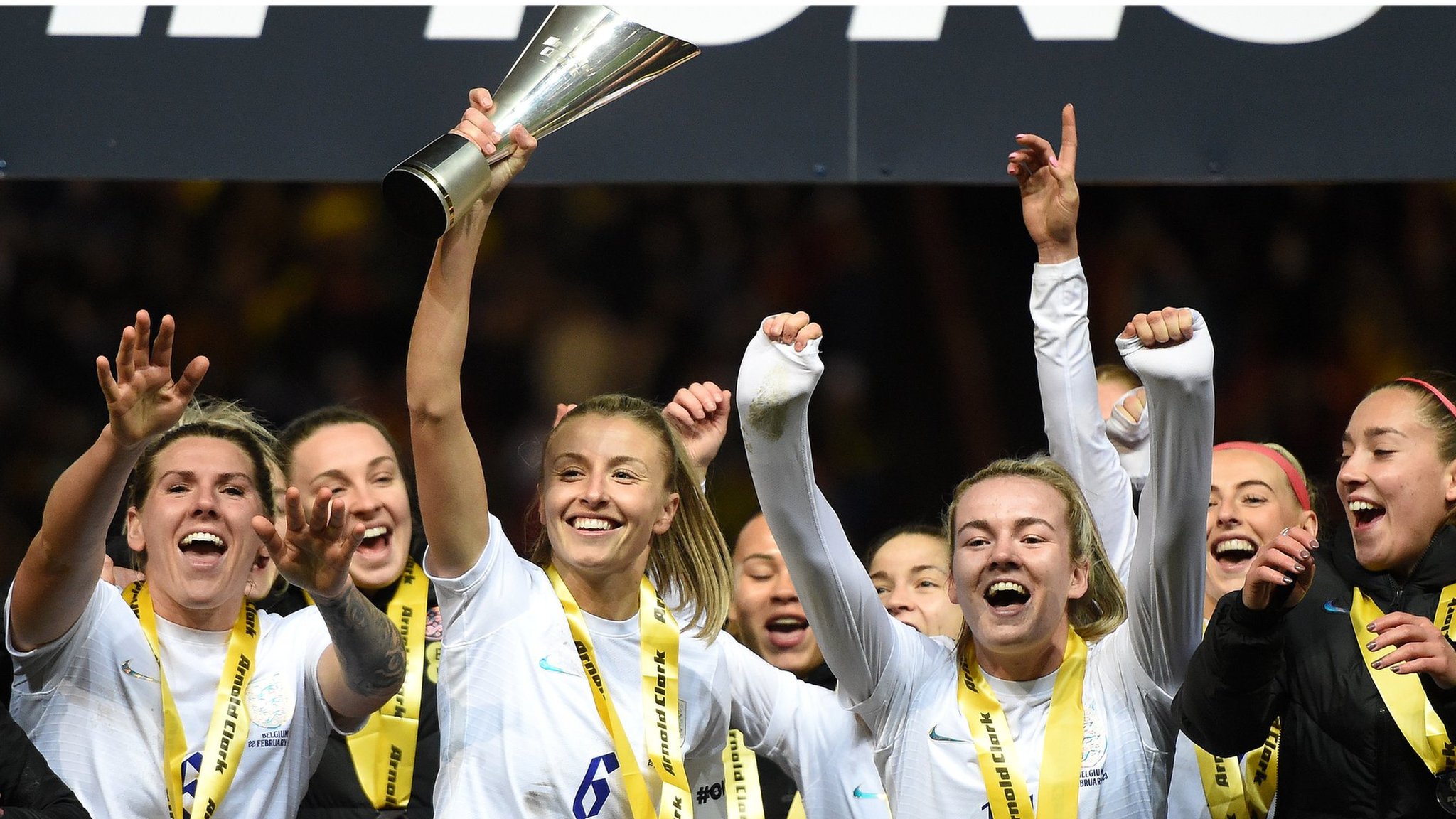 England 6-1 Belgium: Lionesses retain Arnold Clark Cup with win over Belgium