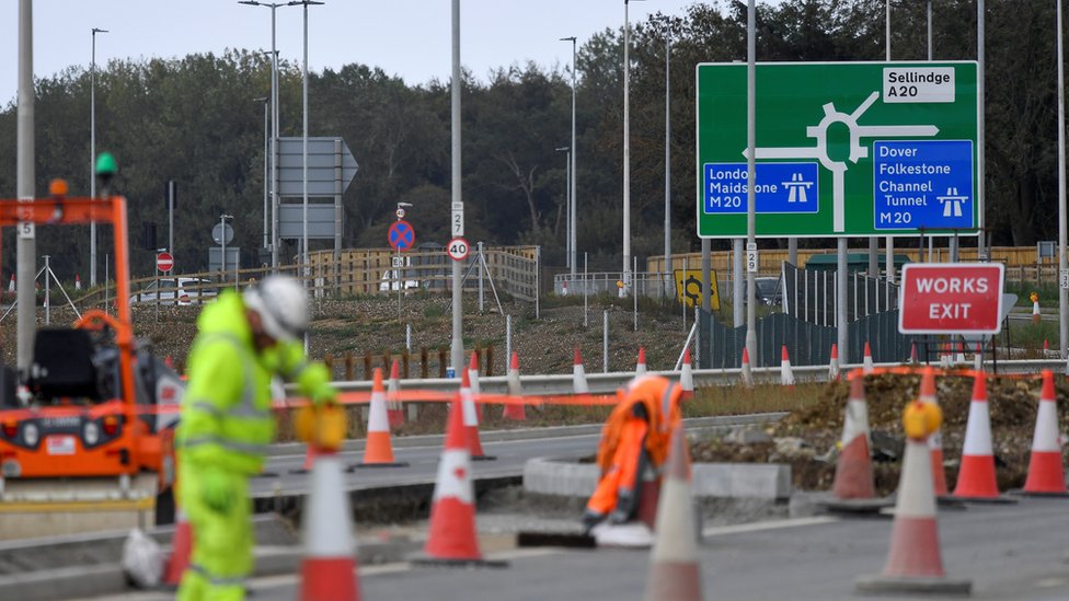 Work on a lorry park near the M20 in Kent