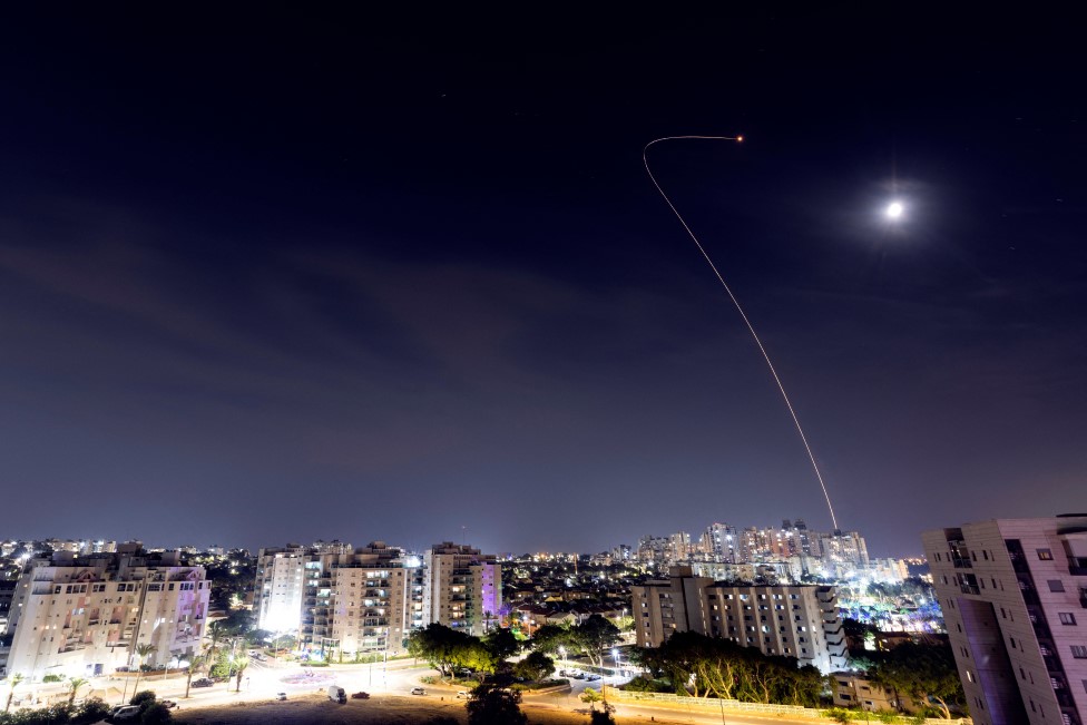 Israel's Iron Dome anti-missile system intercepts a rocket from Gaza