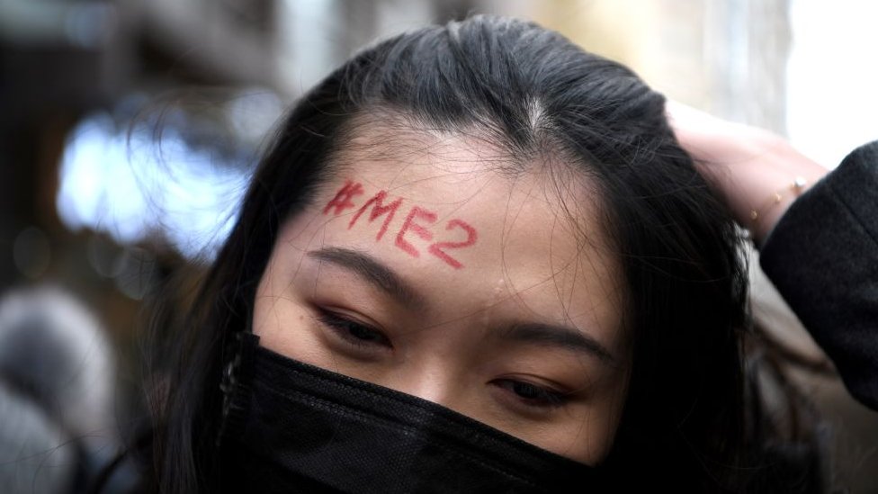 A supporter of Zhou Xiaoxuan, a feminist figure who rose to prominence during Chinas #MeToo movement two years ago. IMAGE COPYRIGHT/GETTY IMAGES