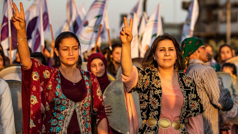 Сирийские курды протестуют в Касмишли против угроз Турции начать наступление на север Сирии (27 августа 2019 г.)