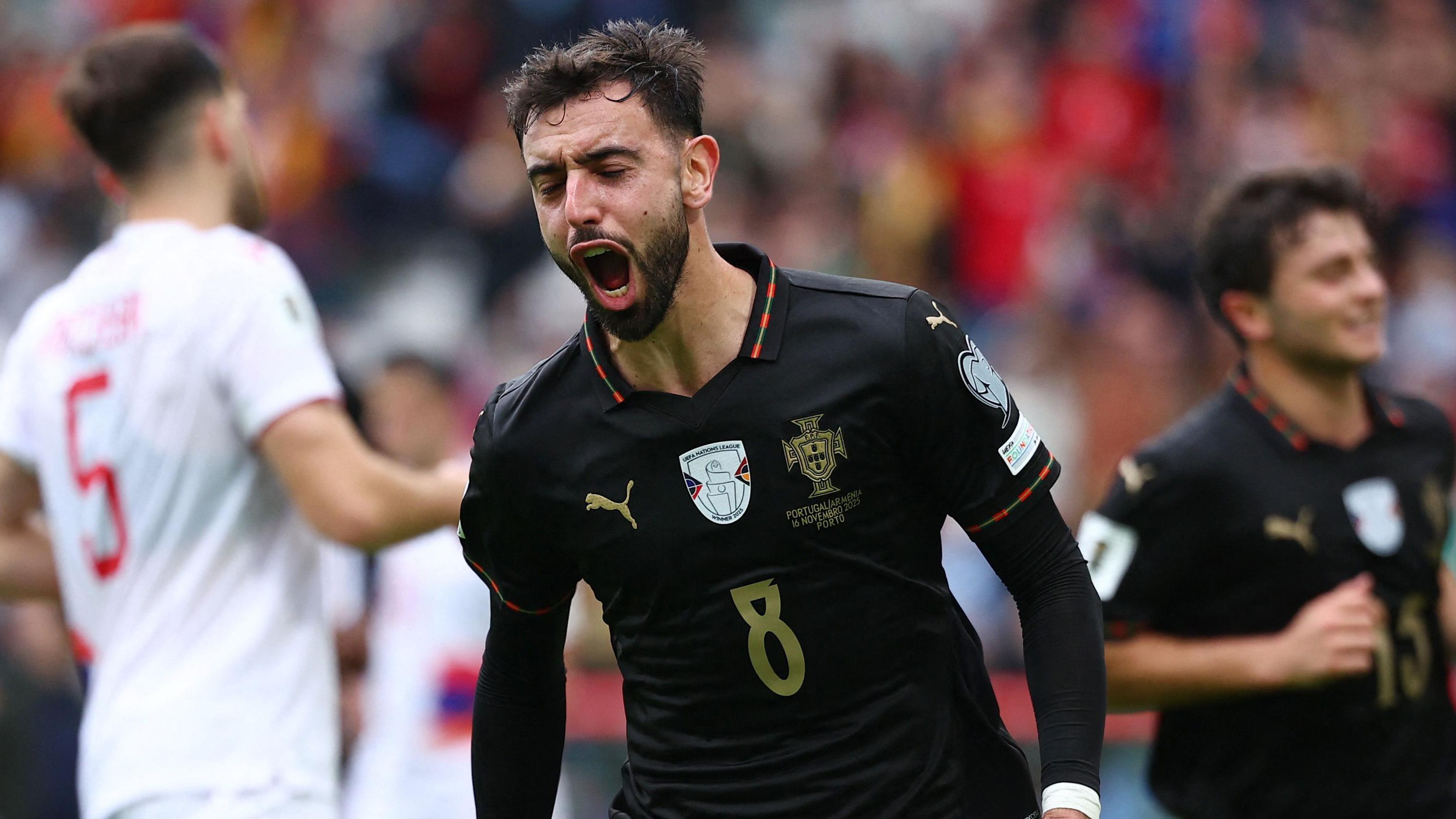 Portugal 9-1 Armenia - Bruno Fernandes and Joao Neves score hat