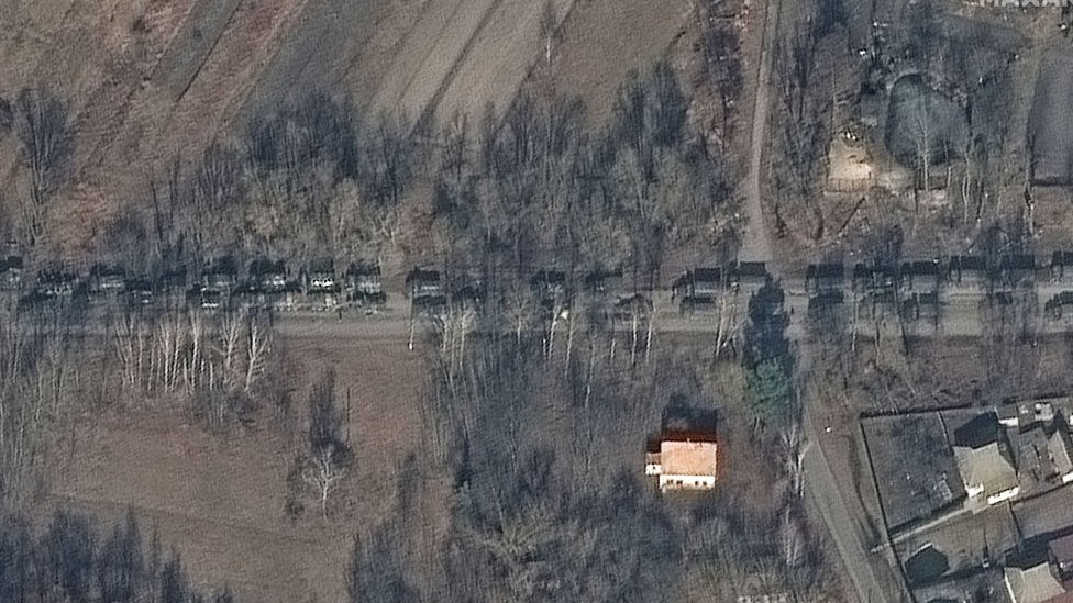Convoy que iba de camino a Kiev a fines de febrero.