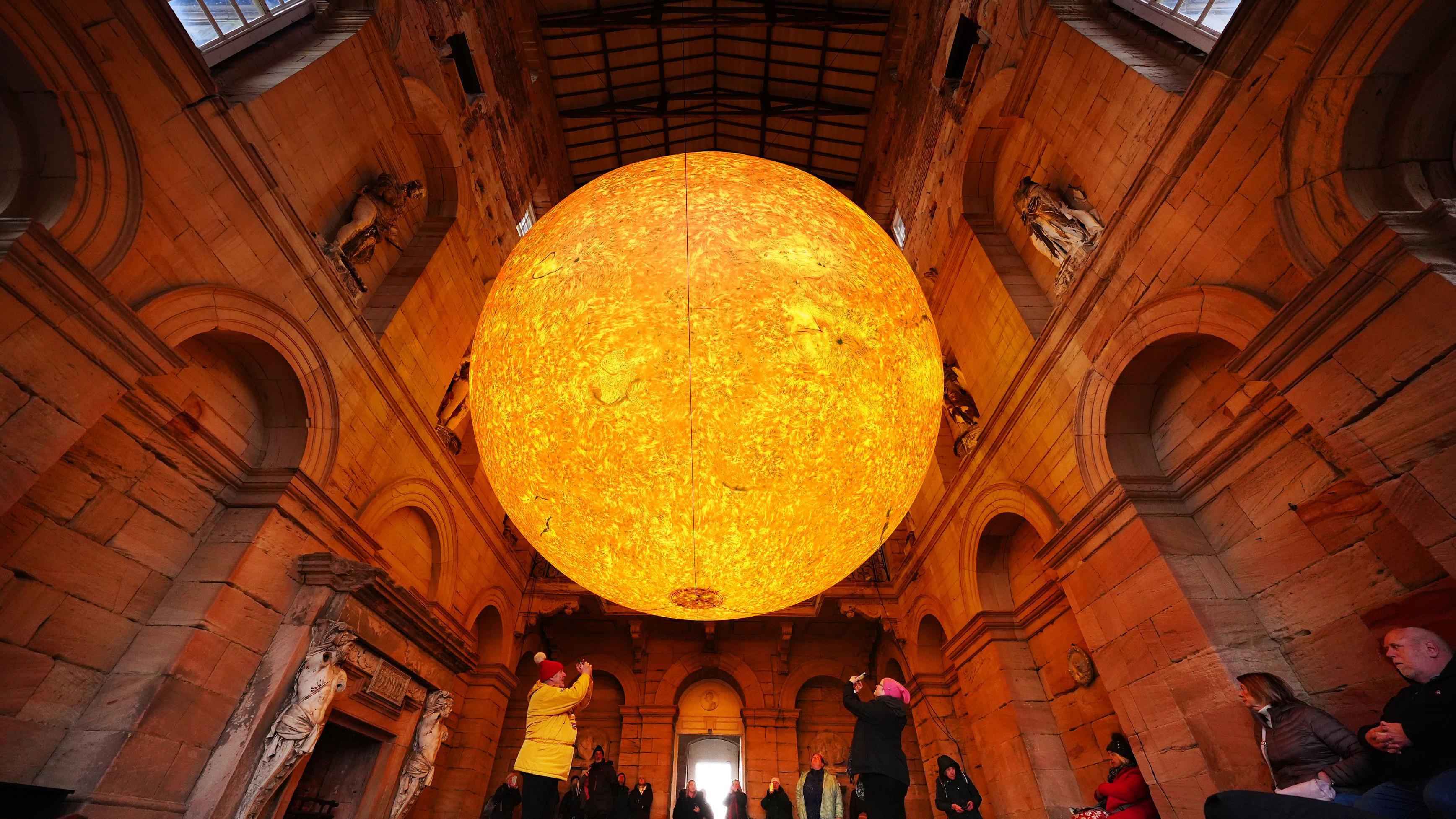 Sun sculpture Helios on show at Northumberland's Seaton Delaval Hall