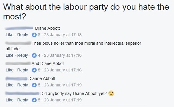 Ответ членов группы "Дайан Эбботт" на вопрос, что они ненавидят в Лейбористской партии