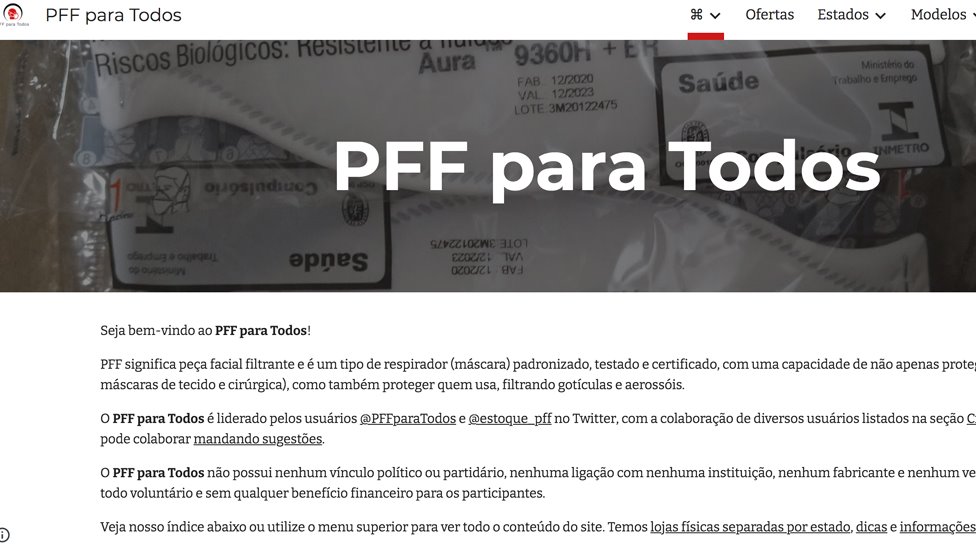 Captura de tela do site PFFF para Todos