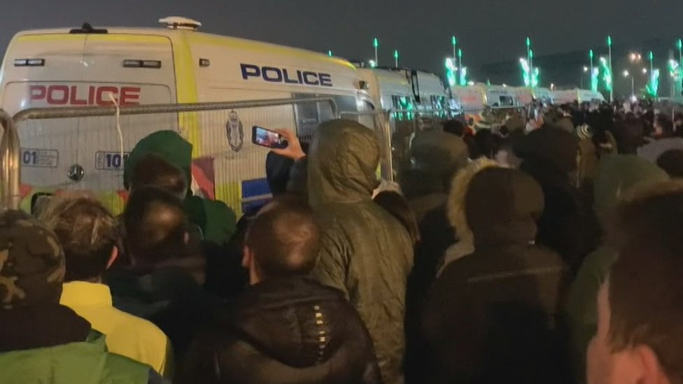 Angry Celtic fans outside Celtic Park
