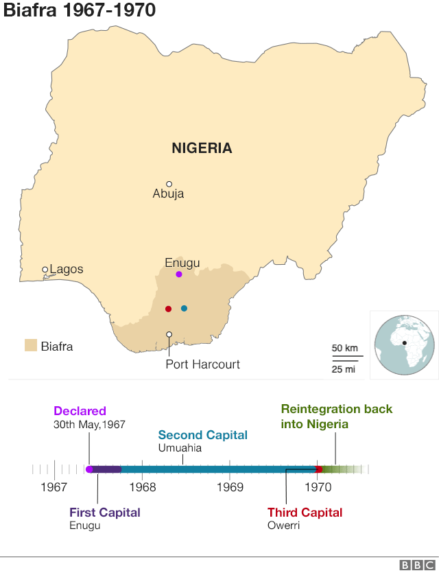 Карта с изображением Биафры