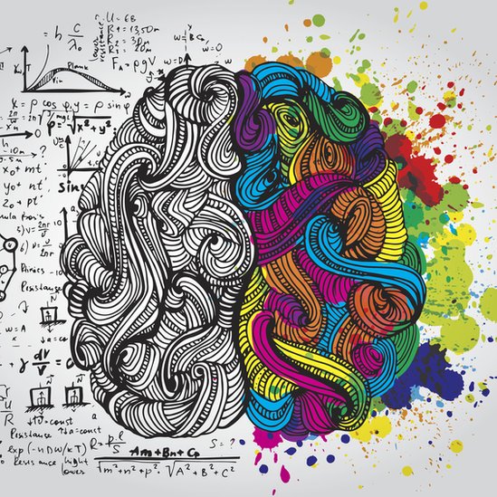 Ilustración de los dos hemisferios cerebrales