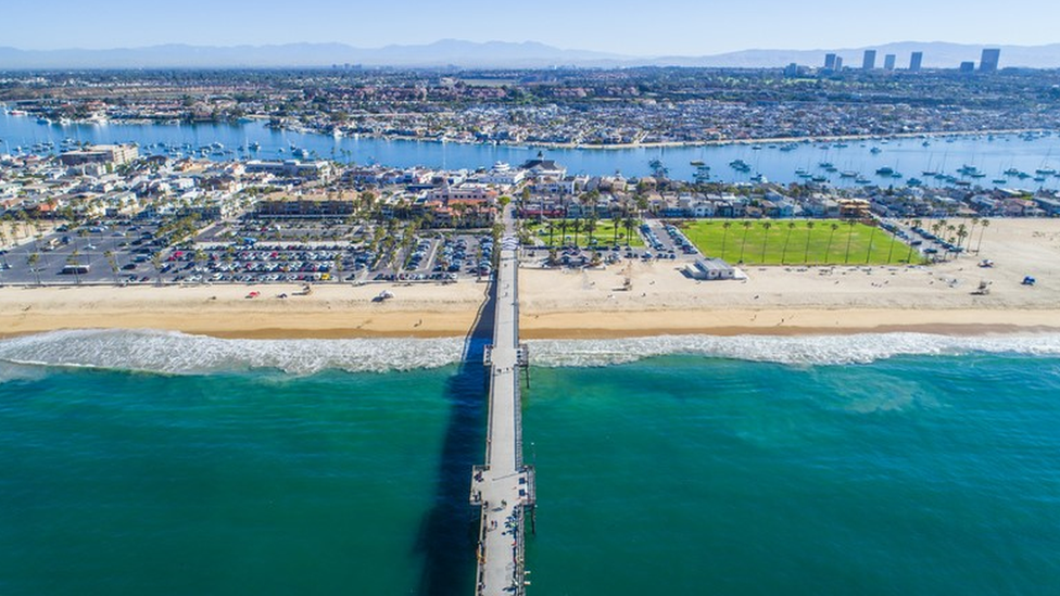 A scenic view of Balboa Island in Southern California, US
